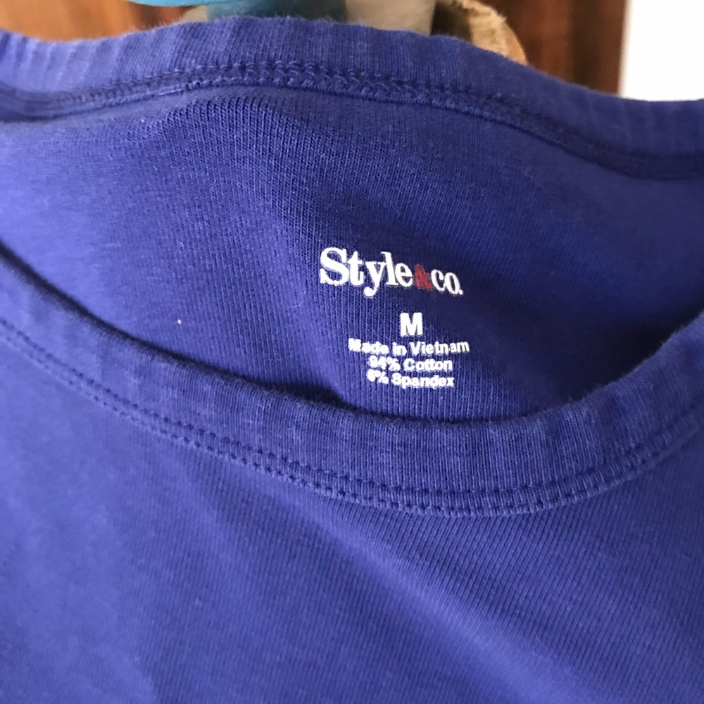 Macy’s Style & Co Cobalt Blue Long Sleeve Tee, M - Picture 6 of 6